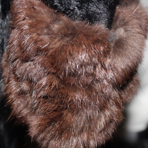 Vintage Penny Lane Geometric Velvet Belted Jacket Coat Real Mink Collar & Cuffs - Picture 4 of 13